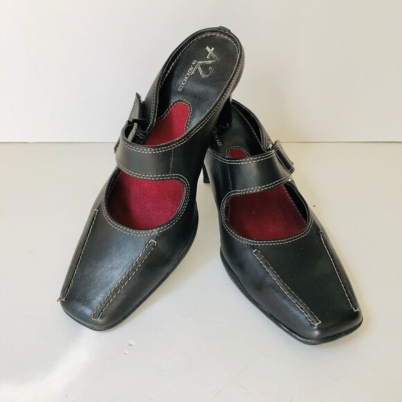 A2 by Aerosoles Two Beauty Black Leather Size 6 M Open Back, stylish block heels - Picture 3 of 9